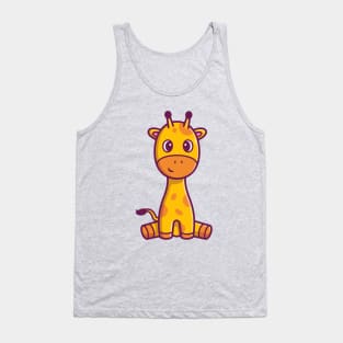 Cute Giraffe Sitting Cartoon Tank Top